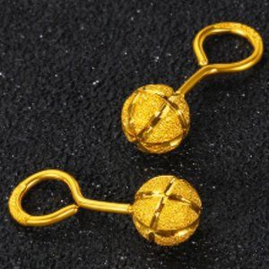 Gold Round Bead Stud Earrings